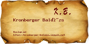 Kronberger Balázs névjegykártya